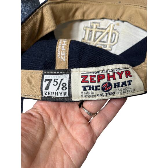 Notre Dame Fighting Irish Zephyr Hat 7 5/8‎ Navy Wool VTG Fitted Cap - Picture 5 of 7